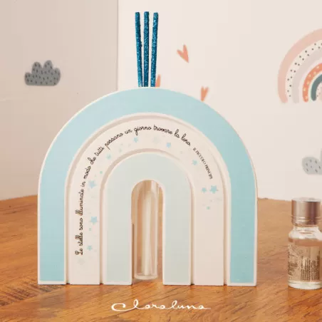 bomboniera nascita fai da te profumatore arcobaleno celeste con frase grande Claraluna - 1