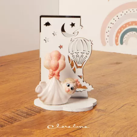 Bomboniera nascita e battesimo bimba con palloncino con supporto Claraluna - 1