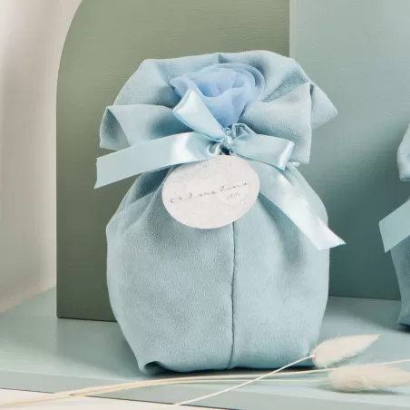 Bomboniera nascita e battesimo profumatore orsetto con cappello celeste Claraluna - 2