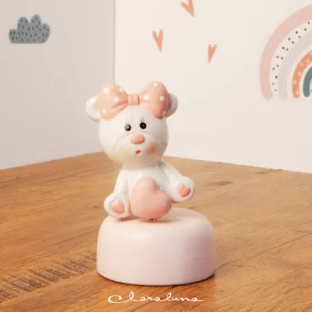 Bomboniera nascita e battesimo carillon orsetto femmina Claraluna - 1