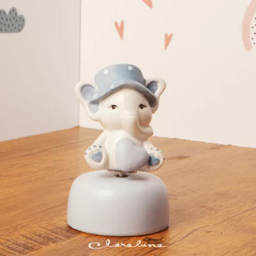 Bomboniera nascita e battesimo carillon elefante maschio Claraluna - 1