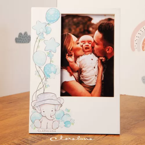 Bomboniera nascita e battesimo portafoto elefante maschio Claraluna - 1
