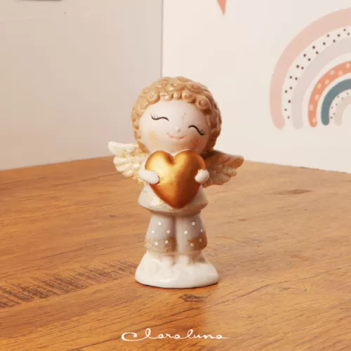 Bomboniera prima comunione angelo maschio con cuore grande Claraluna - 1