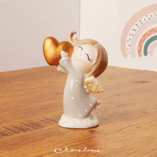 Bomboniera prima comunione angelo femmina con cuore grande Claraluna - 1