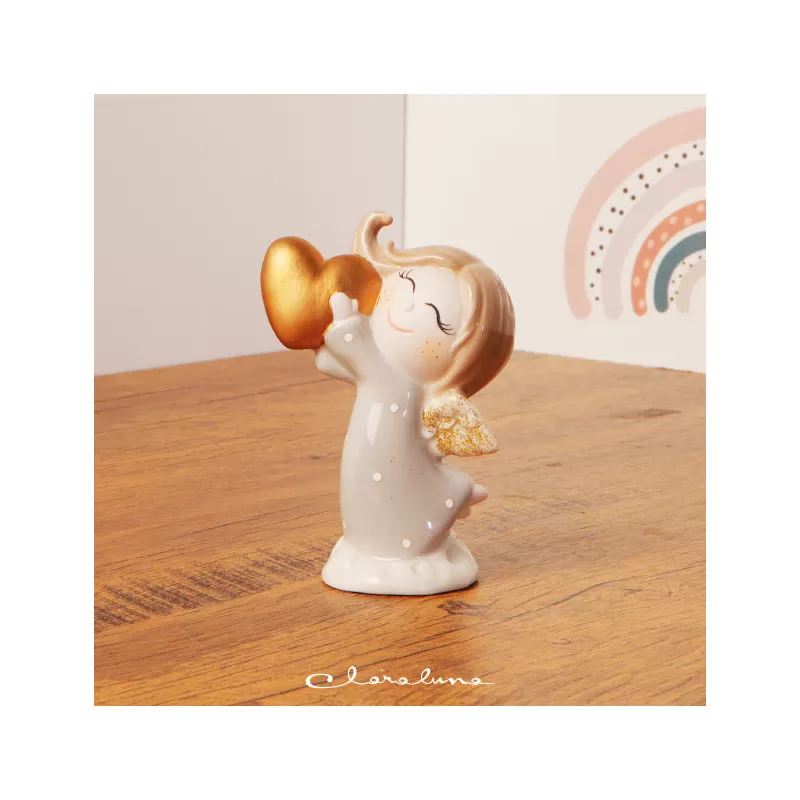 Bomboniera prima comunione angelo femmina con cuore grande Claraluna - 1