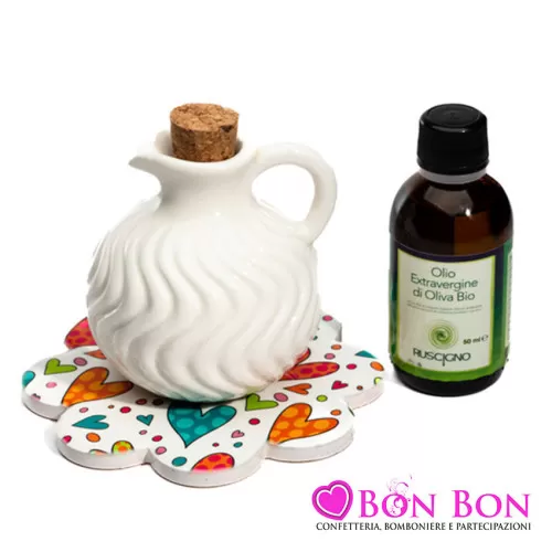 Bomboniera matrimonio solidale cuorematto oliera con piattino Cuorematto - 1