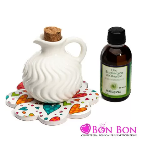 Bomboniera matrimonio solidale cuorematto oliera con piattino Cuorematto - 1