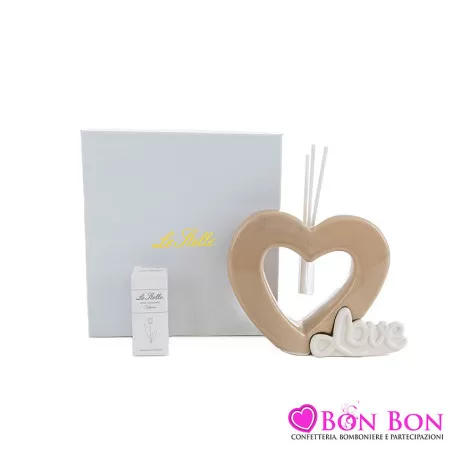 Bomboniera matrimonio profumatore cuore love beige Le stelle - 1