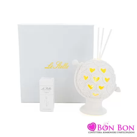 Bomboniera matrimonio profumatore globo porcellana led Le stelle - 1