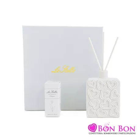 Bomboniera matrimonio profumatore decoro cuori in porcellana Le stelle - 1