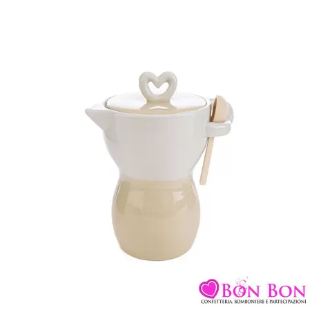 Bomboniera matrimonio moka porcellana beige grande Le stelle - 1