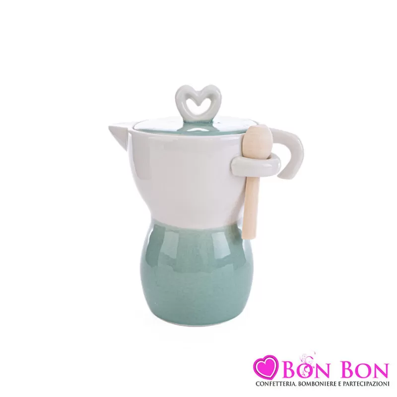 Bomboniera matrimonio moka porcellana verde grande Le stelle - 1