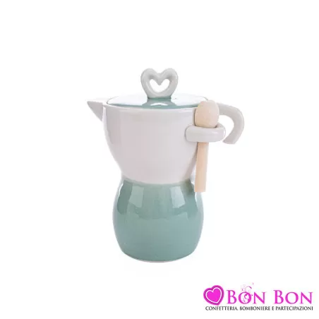 Bomboniera matrimonio moka porcellana verde grande Le stelle - 1