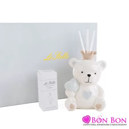 Bomboniera nascita e battesimo profumatore orsetto celeste Le stelle - 1