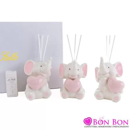 Bomboniera nascita e battesimo profumatore elefantino rosa Le stelle - 1