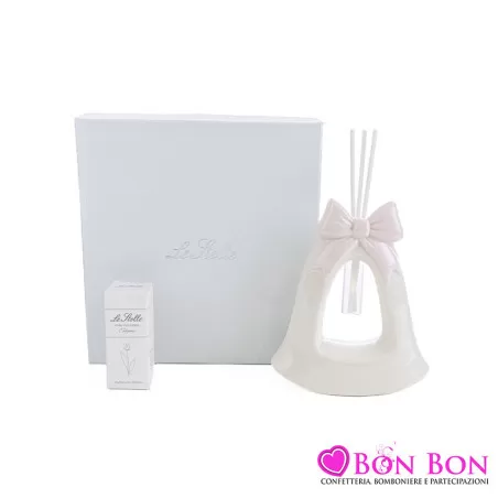 Bomboniera nascita e battesimo profumatore campana rosa Le stelle - 1