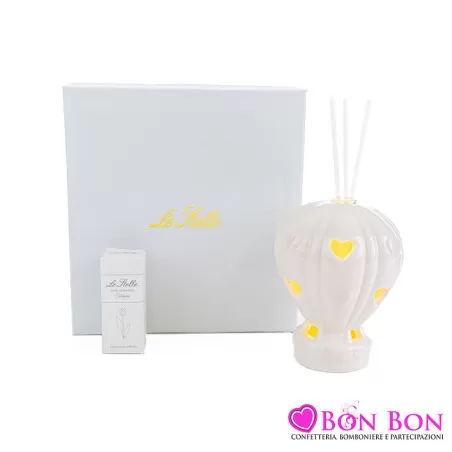 Bomboniera nascita e battesimo profumatore mongolfiera rosa con led Le stelle - 7