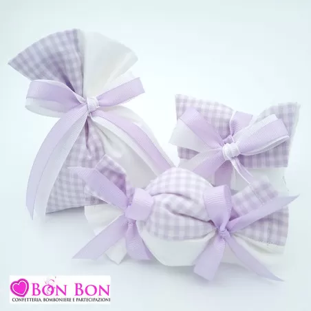 Sacchetti portaconfetti linea cotone quadrucci lilla Liete Creazioni - 1
