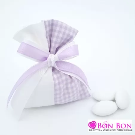 Sacchetti portaconfetti linea cotone quadrucci lilla Liete Creazioni - 3
