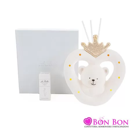 Bomboniera nascita e battesimo profumatore cuore orsetto led Le stelle - 1