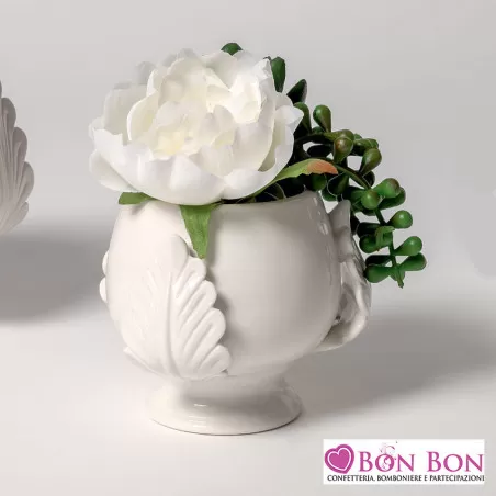 Bomboniera matrimonio portapiantina pigna bianca AD - 1