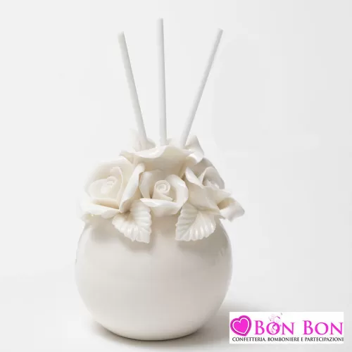 Bomboniera matrimonio profumatore piccolo con rose AD - 1
