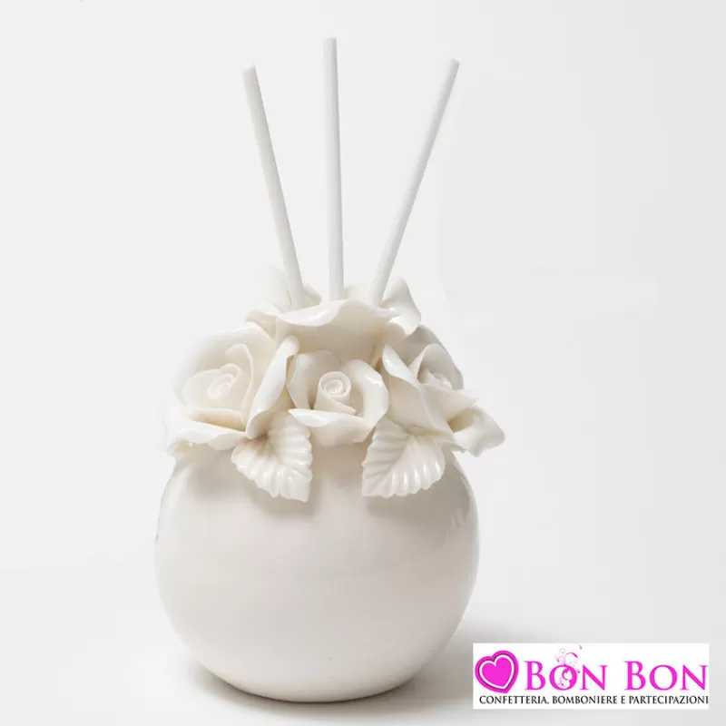 Bomboniera matrimonio profumatore piccolo con rose AD - 1