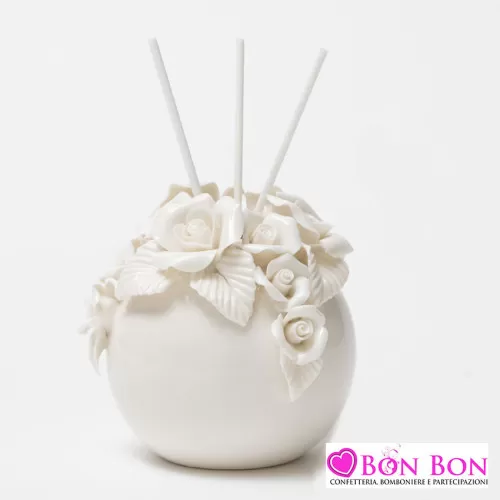 Bomboniera matrimonio profumatore piccolo con roselline AD - 1