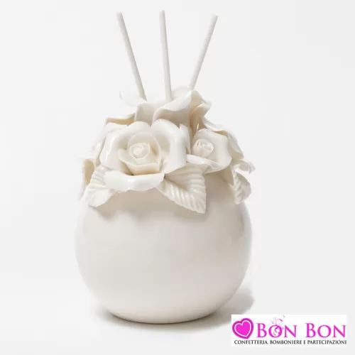 Bomboniera matrimonio profumatore grande con rose AD - 1