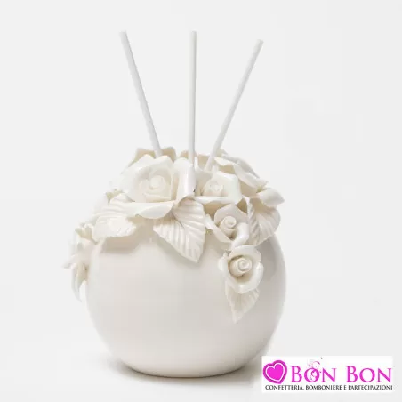 Bomboniera matrimonio profumatore grande con roselline AD - 1