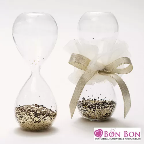 Bomboniera profumatore clessidra con glitter oro AD - 1