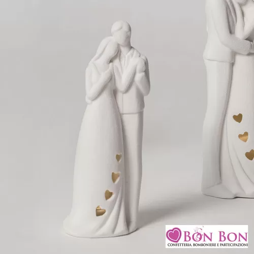 Bomboniera matrimonio coppia sposi luce led altezza 16 cm AD - 1