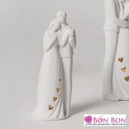 Bomboniera matrimonio coppia sposi luce led altezza 16 cm AD - 1