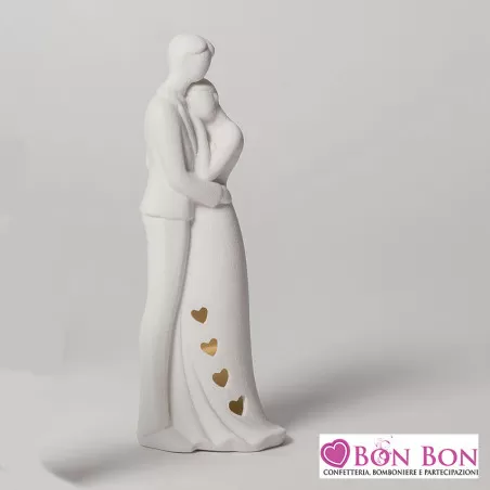 Bomboniera matrimonio coppia sposi luce led altezza 20 cm AD - 1