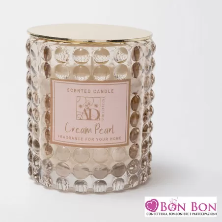 Bomboniera matrimonio candela profumata in vetro panna AD - 1