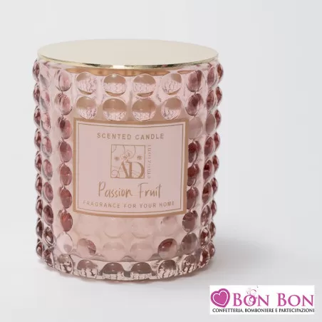 Bomboniera matrimonio candela profumata in vetro rosa AD - 1