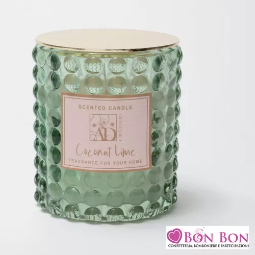 Bomboniera matrimonio candela profumata in vetro verde AD - 1