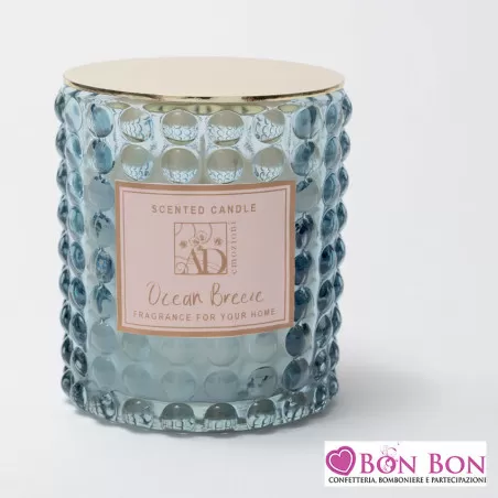 Bomboniera matrimonio candela profumata in vetro blu AD - 1