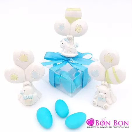 Bomboniera in offerta nascita e battesimo animaletto celeste con palloncino - 1