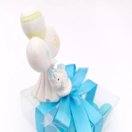 Bomboniera in offerta nascita e battesimo animaletto celeste con palloncino - 3