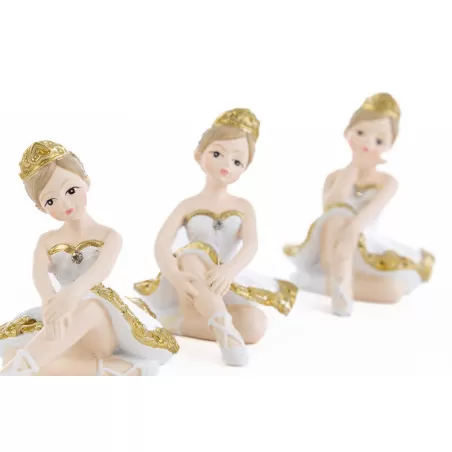 Bomboniera prima comunione ballerina resina bianco e oro Le stelle - 8