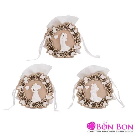 Scatolina matrimonio portaconfetti legno coppia sposi 3 assortiti Le stelle - 1