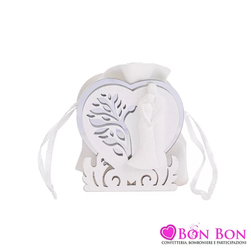 Scatolina porta confetti nozze d´argento in legno con sposi Le stelle - 1