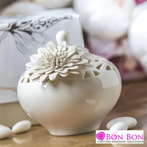Bomboniera matrimonio hervit contenitore porcellana traforata Hervit - 1