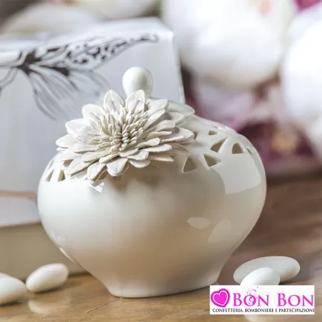 Bomboniera matrimonio hervit contenitore porcellana traforata Hervit - 1