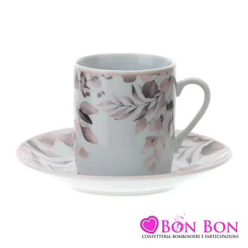 Bomboniera matrimonio hervit box 2 tazzine caffè linea botanic rosa Hervit - 1