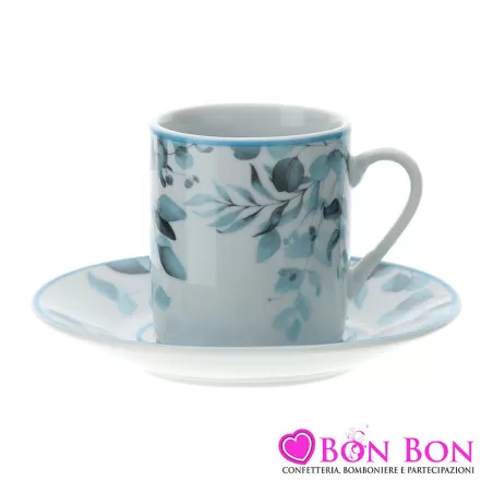 Bomboniera matrimonio hervit box 2 tazzine caffè linea botanic blu Hervit - 1