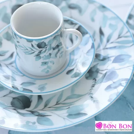 Bomboniera matrimonio hervit box 2 tazzine caffè linea botanic blu Hervit - 2