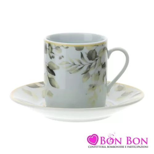 Bomboniera matrimonio hervit box 2 tazzine caffè linea botanic giallo Hervit - 1