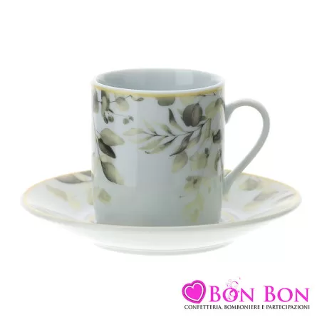 Bomboniera matrimonio hervit box 2 tazzine caffè linea botanic giallo Hervit - 1